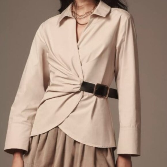 Anthropologie Cotton Buckle Blouse, Size Large, New With Tags - Picture 1 of 1